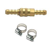 JD Brands Quick Release Gas Coupling Nozzle 8mm x 8mm - Brass Inline Hose Connector for Propane & Butane - Ideal for BBQs, Camping Stoves, Patio Heaters & Outdoor Cooking (With Clips)