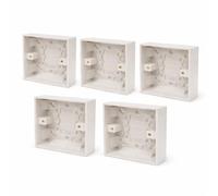JD Brands Surface Pattress Box 1 Gang 30mm Deep | Surface Mount Back Box for Sockets & Switches | White Electrical Back Box (5 Pack)