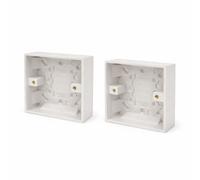 JD Brands Surface Pattress Box 1 Gang 30mm Deep | Surface Mount Back Box for Sockets & Switches | White Electrical Back Box (2 Pack)