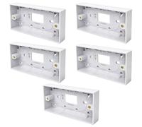 JD Brands Surface Pattress Box 2 Gang 25mm Deep | Surface Mount Back Box for Double Sockets & Switches | White Electrical Back Box (5-Pack)