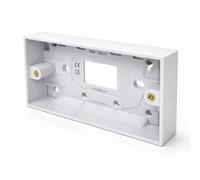 JD Brands Surface Pattress Box 2 Gang 25mm Deep | Surface Mount Back Box for Double Sockets & Switches | White Electrical Back Box (1-Pack)
