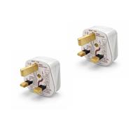 JD Brands UK 3 Pin Plug Top White | 13A Fused BS1363 Plug | Rewireable Replacement Mains Plug (2)