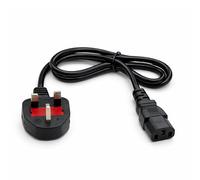 JD Brands UK Power Cable - IEC C13 to BS1363 Plug (Black) | PC & Monitor Mains Lead for Computers, Printers & AV Equipment (2m)