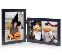 JD Concept Vertical Horizontal Combo, Double 5x7 Black Wood Foldable Picture Frame, Opening 4.5x6.5, Desktop or Wall Mounted, Portrait and Landscape View