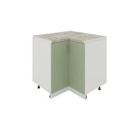 Jd Greta Adjustable Legs Kitchen Base Corner Unit 900mm Cabinet With Doors 90Cm - Sage Green Matt With Worktop