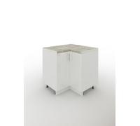 Jd Greta Adjustable Legs Kitchen Base Corner Unit 900mm Cabinet With Doors 90Cm - White Gloss With Worktop
