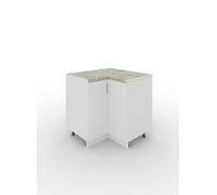 Jd Greta Adjustable Legs Kitchen Base Corner Unit 900mm Cabinet With Doors 90Cm - White Matt With Worktop