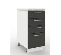 Jd Greta Adjustable Legs Kitchen Drawer Unit 400mm Storage Cabinet With Door Shelf 40Cm - Dark Grey Matt With Worktop