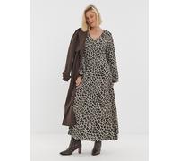 JD WILLIAMS Long Sleeve Textured Jersey Dress Leopard Print 26