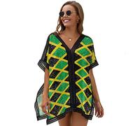 Jdadrh Cover Ups for Swimwear Womens Swimsuit Coverup Shirt Bikini Beachwear Bathing Suit Beach Dress, Jamaica Jamaican Flag Caribbean, One Size