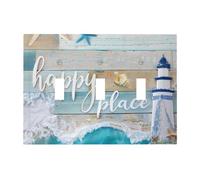 JDAKHD Coastal 3-Gang Toggle Light Switch Cover Vintage Beach Starfish & Nautical Quote Art, Sea Theme Jumbo Triple Decorative Switch Wall Plate for Kitchen, Hallway & Multi-Device Homes