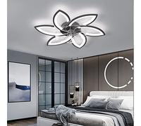 JDALX Ceiling Fans with Lamps and Remote Quiet Ceiling Fans with Lights Led Dimmable Flower Ceiling Fan Chandelier DC Reversible 6 Speed Timer for Bedroom Living Room Lounge Summer Winter, Black