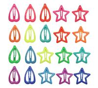 JDBlissful 20PCS Candy Curl Hair Clips, Star & Heart Shaped, Glitter Snap Metal Hair Clips, Non Slip, Multicolor, for Girls