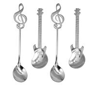 JDBlissful 4PCS Coffee Music Note Teaspoon, Guitar Shaped Spoons, Guitar Spoons Coffee Teaspoons, Stainless Steel Musical Coffee Spoons, for Birthday Gifts, Dessert, Stirring, Ice Cream