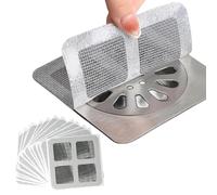JDBlissful Disposable Shower Drain Hair Catchers, Floor Drain Mesh Strainer Sticker with Waterproof Adhesive, Hair Stopper for Bathing Kitchen Room Drain Sticker Drain Cover (Square) (100)