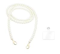 JDBlissful Mobile Phone Chain for Hanging, Bag Chains Pearl Bag Handle Bag Strap, Pearl Phone Strap, with Mobile Phone Tether Patches, Compatible with Any Mobile Phone, Smartphone (120cm)