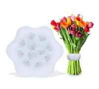 JDBlissful Spiral Ikebana Stem Holder, Reusable Spiral Stem Holder for Flowers, Silicone Stem Holder with 11 Holes, White DIY Bouquet Twister Flower Arrangement for Flowers Vases Floral Art Accessory