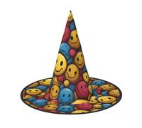 JDbncxe 1 PC Halloween Hat â€“ Cute smiley face tag Print Witches Decor Party, Cosplay Accessory, Festive Carnival Headband, Magic Wizard Cap