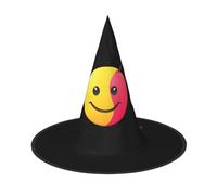 JDbncxe 1 PC Halloween Hat â€“ Smiley Face Shaker Cup Print Witches Decor Party, Cosplay Accessory, Festive Carnival Headband, Magic Wizard Cap