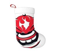 JDbncxe 18 Inches Devil's Smile Print Christmas Stocking - Durable Holiday Fireplace Hanging Decor, Perfect for Xmas, Halloween