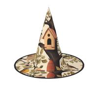 JDbncxe 2 PCS Halloween Hat â€“ Bird house on the tree Print Witches Decor Party, Cosplay Accessory, Festive Carnival Headband, Magic Wizard Cap