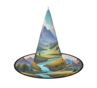 JDbncxe 2 PCS Halloween Hat – Mountains under white clouds Print Witches Decor Party, Cosplay Accessory, Festive Carnival Headband, Magic Wizard Cap