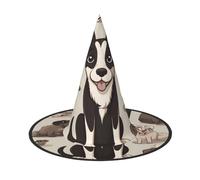 JDbncxe 2 PCS Halloween Hat – Puppy sticking out tongue Print Witches Decor Party, Cosplay Accessory, Festive Carnival Headband, Magic Wizard Cap