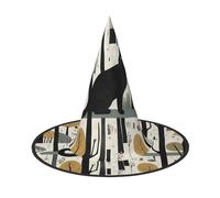JDbncxe 3 PCS Halloween Hat â€“ Cat in the woods Print Witches Decor Party, Cosplay Accessory, Festive Carnival Headband, Magic Wizard Cap