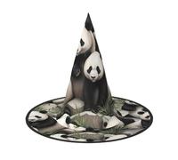 JDbncxe 3 PCS Halloween Hat â€“ Giant panda watching the fun Print Witches Decor Party, Cosplay Accessory, Festive Carnival Headband, Magic Wizard Cap