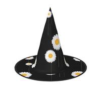 JDbncxe 3 PCS Halloween Hat – White sunflower Print Witches Decor Party, Cosplay Accessory, Festive Carnival Headband, Magic Wizard Cap