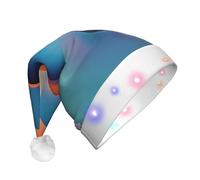 JDbncxe A clash of colors Print LED Christmas Hat for Adults - Festive Santa Hat, Soft Xmas Party Headwear - Unisex Warm Cap