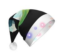 JDbncxe A corner of snow mountain Print LED Christmas Hat for Adults - Festive Santa Hat, Soft Xmas Party Headwear - Unisex Warm Cap