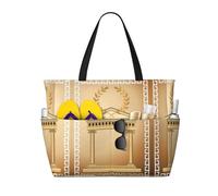 JDbncxe Antique Building Print Large Capacity Beach Travel Tote Bag, Ideal for Vacation, Cruise, Camping, and Gym