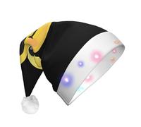 JDbncxe Big eyes smiling face Print LED Christmas Hat for Adults - Festive Santa Hat, Soft Xmas Party Headwear - Unisex Warm Cap