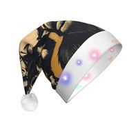 JDbncxe Cartoon King Kong Print LED Christmas Hat for Adults - Festive Santa Hat, Soft Xmas Party Headwear - Unisex Warm Cap