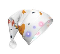 JDbncxe cartoons Print LED Christmas Hat for Adults - Festive Santa Hat, Soft Xmas Party Headwear - Unisex Warm Cap