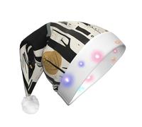 JDbncxe Cat in the woods Print LED Christmas Hat for Adults - Festive Santa Hat, Soft Xmas Party Headwear - Unisex Warm Cap