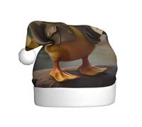 JDbncxe Chubby little yellow duck Print Christmas Hat for Adults - Unisex Santa Hat, Xmas New Year Favors, Holiday Festive Headwear