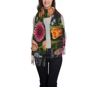 JDbncxe Colorful flowers Print Tassel Scarf â€“ Fall Winter Fashion Fringed Shawl, Lightweight & Warm, Perfect for Casual, Travel