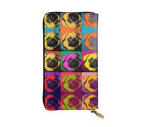 JDbncxe Dogs Pop Art Pug Print Leather Wallet â€“ Lightweight with Credit Card Holder, Cash, Coins, Receipts, Checkbooks Organizer