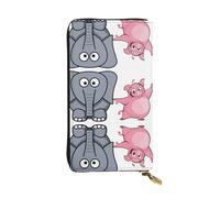 JDbncxe Elephant and Piggie Print Leather Wallet â€“ Lightweight with Credit Card Holder, Cash, Coins, Receipts, Checkbooks Organizer