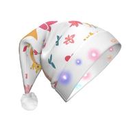 JDbncxe Fairy tales in cartoons Print LED Christmas Hat for Adults - Festive Santa Hat, Soft Xmas Party Headwear - Unisex Warm Cap
