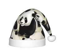 JDbncxe Festive Giant pandas taking a walk Print Christmas Hat for Kids â€“ Soft Plush Santa Hat, Perfect Holiday Headwear for Christmas