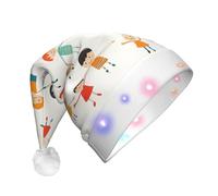 JDbncxe Friends dancing happily Print LED Christmas Hat for Adults - Festive Santa Hat, Soft Xmas Party Headwear - Unisex Warm Cap