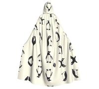 JDbncxe Halloween Hooded Cloak Costume - Unisex Adult Penguin's various standing postures Print Cape for Parties, Carnivals, Comic Exhibitions & More