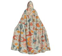 JDbncxe Halloween Hooded Cloak Costume - Unisex Adult Various fish Print Cape for Parties, Carnivals, Comic Exhibitions & More