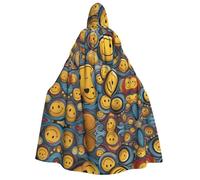 JDbncxe Halloween Hooded Cloak Costume - Unisex Adult Various smiley faces Print Cape for Parties, Carnivals, Comic Exhibitions & More