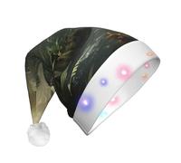 JDbncxe Jungle Wonderland Print LED Christmas Hat for Adults - Festive Santa Hat, Soft Xmas Party Headwear - Unisex Warm Cap