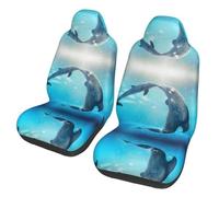 JDbncxe Kiss Dolphin Tale Pattern Print Car Seat Covers - Universal Front Seat Protector, Washable Cloth Interior for Car SUV Sedan Truck