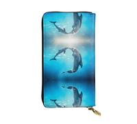 JDbncxe Kiss Dolphin Tale Pattern Print Leather Wallet â€“ Lightweight with Credit Card Holder, Cash, Coins, Receipts, Checkbooks Organizer